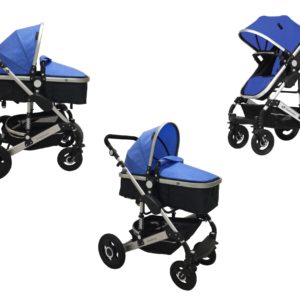 * BabyFiveStar KINDERWAGEN (BLUE/BLACK) GEFEDERT NEU OVP-