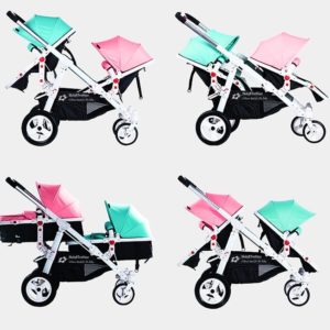 Geschwisterwagen / Zwillingswagen Türkis / Pink